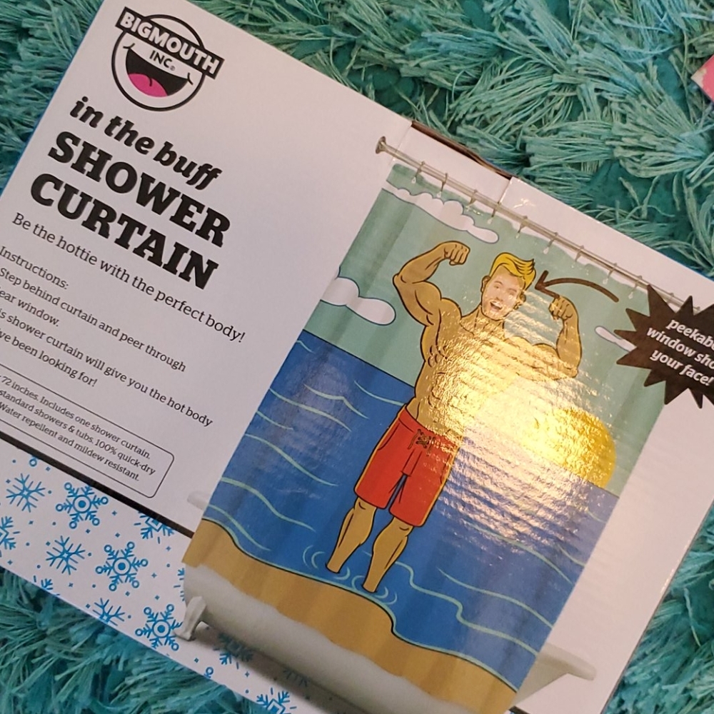 nib bigmouth buff shower curtain 72 x72 muscle man